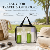 Pochette de maquillage transparente en PVC, trousse de toilette de voyage transparente, approuvée par la TSA, organiseur de cosmétiques imperméable avec bordure noire, portable