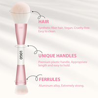 Ensemble de pinceaux de maquillage professionnels de luxe en fibres synthétiques vegan, 5 pièces, avec logo personnalisé, pour le visage et l'application de correcteur