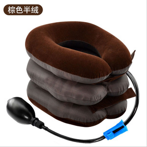 Dispositivo de Tracción Cervical, Color Café, Tela Aterciopelada, Soporte Manual Portátil para el Cuello, Talla Única - Product Image 1