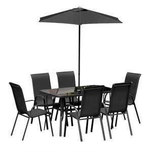 Meubles de jardin d'extérieur en acier léger, vente chaude 2021, ensemble de table et de chaises de jardin empilables 6 à 8, <span class=keywords><strong>parasol</strong></span> - Product Image 2