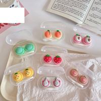 Dessin animé fruits frais stéréo lentille de Contact cadeau compagnon boîte double étui de soins belle pêche Portable Durable avec petite pince à épiler