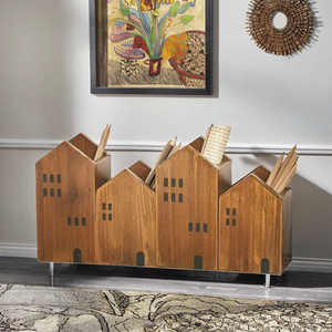 Mini Casa di Natale Esagonale in Legno Inciso per Decorazione Rustica a Più Livelli - Product Image 3