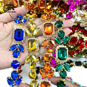 Çok renkli el yapımı Rhinestone kırpma 3D dikmek-on kristal cam zincir DIY projeleri için akşam gelinlik aksesuarları - Product Image 1
