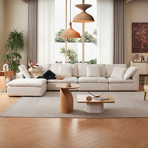 Canapé nuage en tissu français, module de mobilier de salon en similicuir avec lit en éponge et duvet pour appartement, hôtel ou villa - Product Image 1