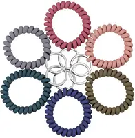 6 шт набор растягивающийся браслет с ремешком на руку брелок весна гибкий спиральный кабель-браслет на запястье кольцо для ключей