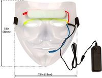 Masque facial au néon pour Halloween, masque drôle et lumineux à Led