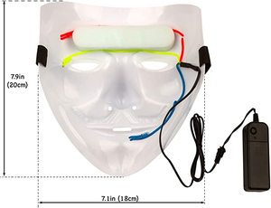 Mascarilla facial con luz Led para Halloween, máscara con cable El de neón aterrador, <span class=keywords><strong>purga</strong></span> brillante, divertida, superventas - Product Image 5