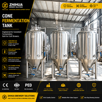 Fermenteur conique en acier inoxydable de 500 L en stock, unitank isobare avec refroidissement par enveloppe glycolée pour équipement de brasserie artisanale