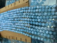 Perles rondes en larimar naturel, sphères polies en larimar, perles de pierres précieuses en vrac pour la fabrication de bijoux