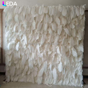 LEDA Indoor Birthday Party Wedding Event Supplies White Square <b>Flower</b> Wall Handmade Silk <b>Artificial</b> Feather Background - Product Image 3