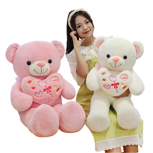 <span class=keywords><strong>Orsacchiotto</strong></span> Personalizzato a Forma di Cuore Rosa e <span class=keywords><strong>Viola</strong></span>, Peluche Bianco e Beige, Pupazzo Imbottito, Grande Cuscino per San Valentino - Product Image 1