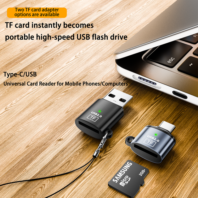 TF Card Reader Micro SD Card Reader USB a to TF Card Reader USB C TF Card Reader Adapter Compatible with Laptopmobile Phones