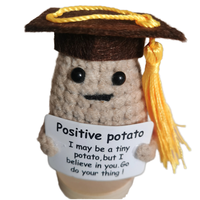 Boneka Toplin Buatan Tangan 100% Wol Bentuk Kentang (Timun/Acara) dengan Topi Wisuda - Kado Unik Baru
