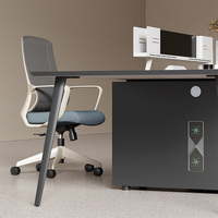 Zitai – Poste de travail modulaire simple et moderne pour 4 personnes avec cloison de bureau et chaise, gain de place, en MFC, pour bureau d'équipe