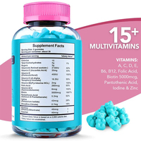Gummies véganes multi-vitamines au collagène et à la pantothenine pour la croissance des cheveux, marque privée, pour femmes et hommes, tous types de cheveux