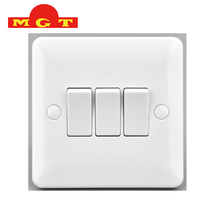Interrupteurs muraux OEM en gros, 3 gangs, 2 voies, à commande électrique, pour usage domestique et commercial, avec fonction de pression silencieuse