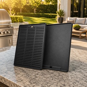 Plaque de cuisson réversible en <span class=keywords><strong>fonte</strong></span>, double face, côtelée et plate, pour grils à gaz BBQ - Product Image 1