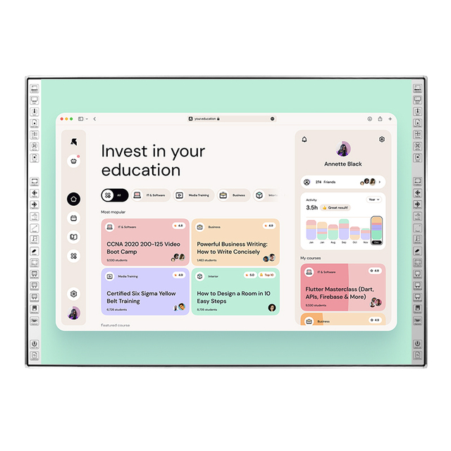 106 Inch 4K Interactive Whiteboard with Infrared Finger Multi-Touch Screen 3-Year Warranty for Classrooms