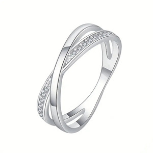 Anello Geometrico Multistrato con Zirconi per Donne, Gioiello Minimalista per Fidanzamento, Matrimonio, Moda, Festa, Regalo - Product Image 5