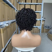 Perruque Courte Bouclée Africaine 12A, Entièrement Faite à la Machine, Sans Lacet, Style Africain, Boucles Souples, Idéale pour un Usage Quotidien