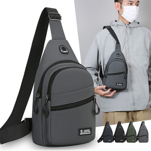 S Sport Sac de poitrine pour homme, grande capacité, revêtement PU, sac bandoulière pour le cyclisme en plein air, usage quotidien, gris, noir, vert militaire foncé - Product Image 3