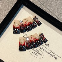 Faux ongles à presser en forme de bec de canard, édition limitée, motif chat peint à la main, style européen, faits à la main, réutilisables
