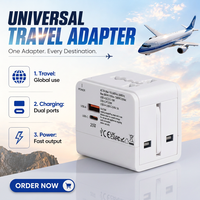 Adaptador de Viaje Foxcan OEM ODM de 20W, Plástico ABS, USB Tipo-C 1 Puerto, 2 USB A, 6A, 5V 2.4A, para Enchufes de Reino Unido/EE. UU./Australia/UE, para Uso en Viajes