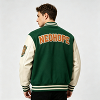 Veste universitaire personnalisée OEM ODM pour hommes, avec broderie chenille, patch en cuir et mélange de laine, style baseball