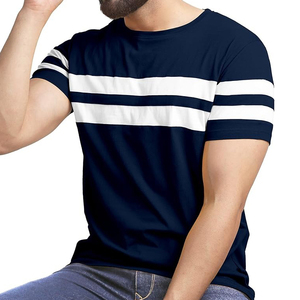 Camiseta Streetwear con diseño de logotipo personalizado, parche bordado con rayas y corte oversized para unisex. - Product Image 1