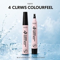Stylo à sourcils liquide 3D naturel VISTY, pointe à 4 brins, waterproof, 4 couleurs, maquillage pour sourcils en marque blanche, commande en gros disponible