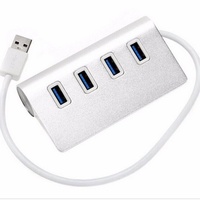 Alüminyum 4 Bağlantı Noktalı USB 3.0 Genişletici Splitter Hub Veri Merkezi MacBook Dizüstü Bilgisayar PC USB-Flash Sürücüler Mobil HDD için