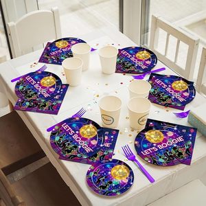 DAMAI <b>Disco</b> Party Paper Plates Set the 70s Birthday Party <b>Decorations</b> 80s 90s Dance <b>Disco</b> Theme Tableware Kit Serves 24 - Product Image 5