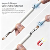 Ensemble de 10 pinceaux à ongles de luxe ovales en gel, inclinés, pour liner français et dégradé, avec poignées magnétiques serties, pour usage professionnel