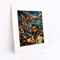 Impression d'art cubiste sur papier/canvas sans acide, portrait de ville, design géométrique moderne, affiche de collection de qualité muséale personnalisée