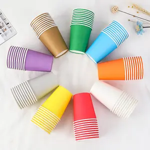 도매 축제 파티 용품 다채로운 종이 컵 일회용 종이 컵 파티 제품