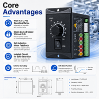 Contrôleur de vitesse de moteur AC monophasé série XC AC220V 6-400W, régulateur auto-adaptatif à montage sur panneau