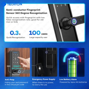 थोक फैदुरा डिजिटल जस्ता मिश्र धातु सुरक्षित कीलेस इलेक्ट्रॉनिक फिंगरप्रिंट डोर लॉक वॉयस कंट्रोल - Product Image 4