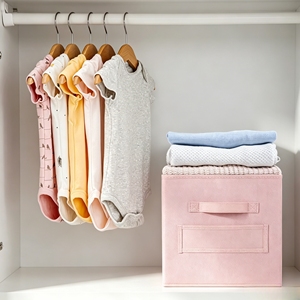 Boîte de rangement pliable en tissu non tissé, bac organisateur multicolore avec poignée et porte-étiquette pour la maison, le placard et la chambre - Product Image 6