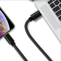 Câble de données USB double port en nylon tressé de 1 m, charge rapide 3A 60W, type C, haute qualité, durable, vente en gros d'usine