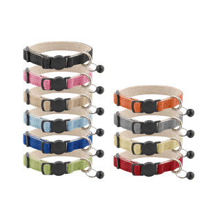 COCO BUDDY Eco-Friendly Hemp Fabric <strong>Cat</strong> Dog <strong>Collar</strong> with <strong>Quick</strong> <strong>Release</strong> Ribbons and Bell Decoration Available in 10 Colors - Product Image 5