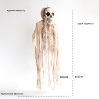 Décorations d'Halloween : Accessoires d'Escape Room d'horreur, Scène de zombie, Squelette lumineux suspendu pour intérieur, Fantôme hurlant noué à la main