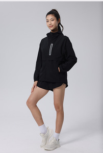 Personnalisé Coupe-Vent Extérieur Full Zip Mesh Patchwork Gym Fitness Loose Casual Wear Running Fitness Femmes Yoga <span class=keywords><strong>Veste</strong></span> de sport - Product Image 4