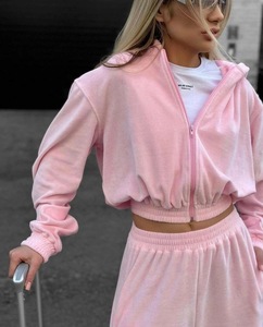 Set da <span class=keywords><strong>donna</strong></span> in due pezzi di <span class=keywords><strong>maglia</strong></span> sportiva in puro colore <span class=keywords><strong>con</strong></span> <span class=keywords><strong>ZIP</strong></span> e pantaloni larghi - Product Image 3