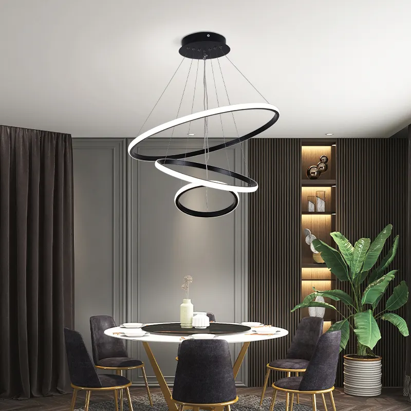 Simple Hanging Living Room Decorative Ceiling Pendant Lights Circle Rings Gold Luxury Led Chandelier 90 Nordic Lights Modern E14