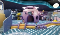 Équipement de terrain de jeu intérieur sur le thème de l'espace personnalisé avec toboggan tubulaire à deux niveaux et piscine à balles