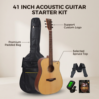 41" Gloss Factory Direct Wholesale Acoustic Guitar-Solid Spruce Top Full Kit (Strings Gig Bag) for Professional Performance
