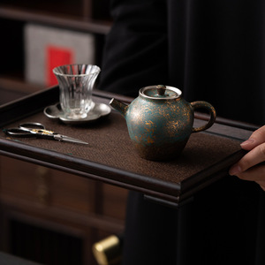 Théière vintage Leshan en céramique émaillée or et argent, <span class=keywords><strong>petite</strong></span> théière Kung Fu, théière individuelle faite à la main, bouilloire à thé - Product Image 3