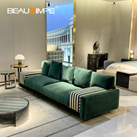 Juego de sofá de lujo moderno para sala de estar, tela azul y verde con nuevo diseño curvo para muebles de dormitorio de Villa o apartamento