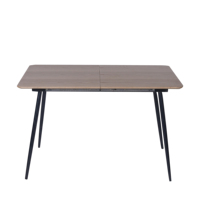 Table à manger rectangulaire moderne en bois mélaminé de style nordique avec pieds en métal, grande taille, extensible, portable, pour usage hôtelier