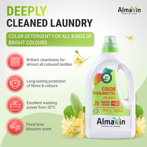 Nước giặt quần áo AlmaWin dạng lỏng, màu sắc tươi sáng, 1.5L - 20 lần giặt, hương hoa Linden, làm sạch rạng rỡ, nước giặt trẻ em - Product Image 3